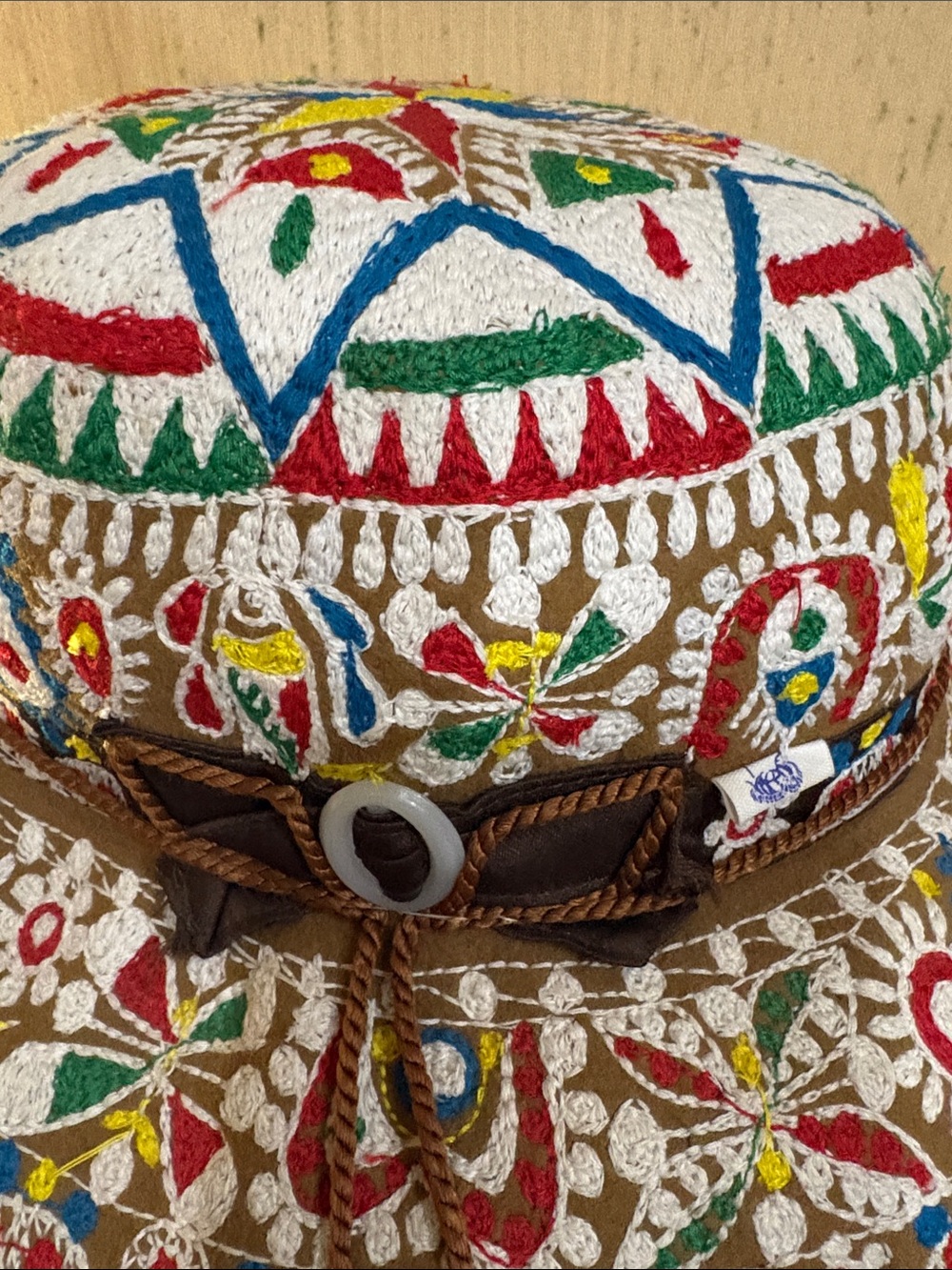 Hand-Embroidered Multicolor Boho Bucket Hat - Picture 5 of 9